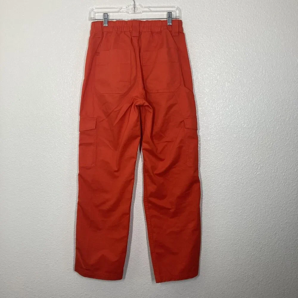 BDG Cargo Pants 27 Orange Zip Fly Straight Leg Elastic Waist